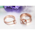 Hermosos anillos de diamantes de oro rosa rosa de acero inoxidable